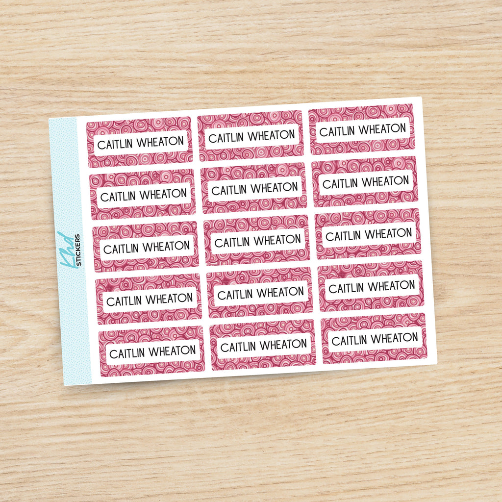 Pretty Patterned Name Labels, Personalised Stickers for Everyone, Assorted Colours and Designs in Store