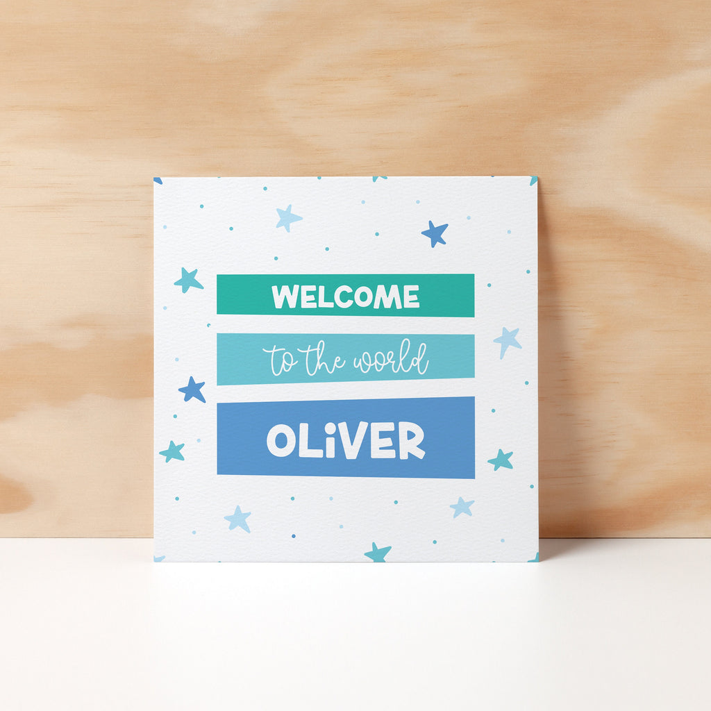 Personalised Welcome To The World, New Baby Greeting Card, Blue or Pink or Multi coloured, Customised - New Born Cards - Greeting Cards