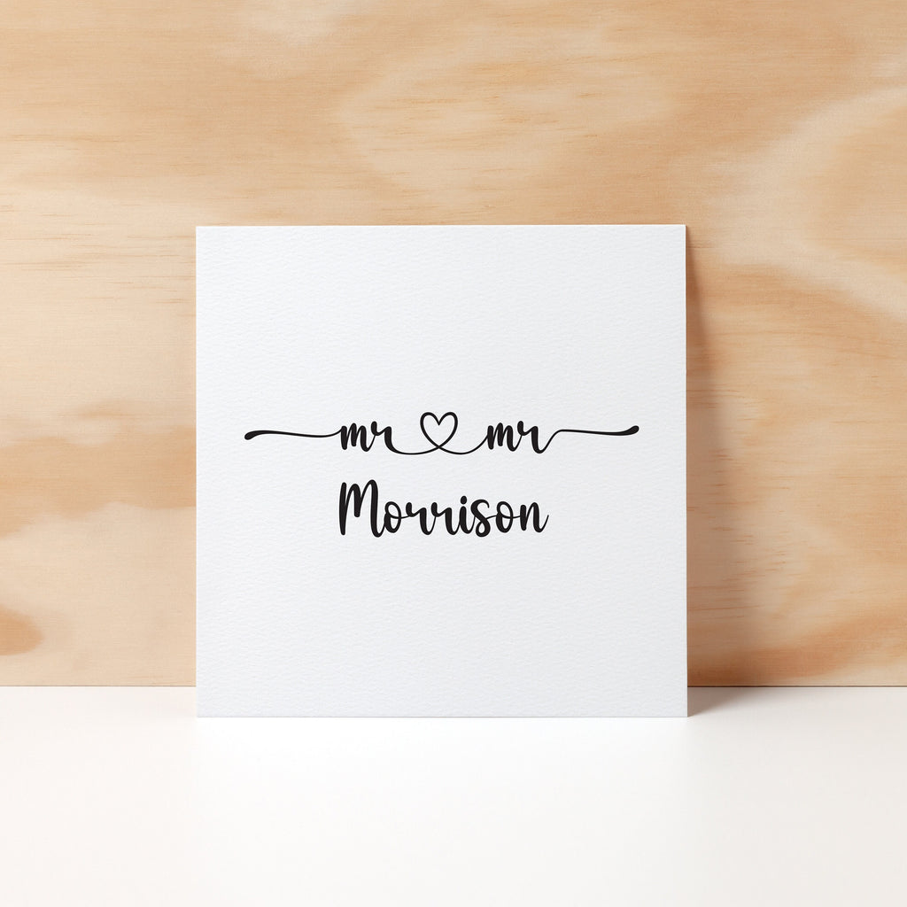 Personalised Wedding Greeting Card, Black and White Typography, Customised, Mrs & Mrs - Wedding Cards - Wedding Cards