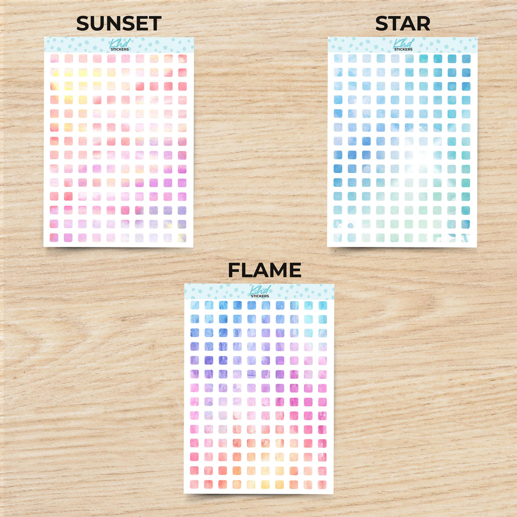 Watercolour Squares Planner Stickers, Removable