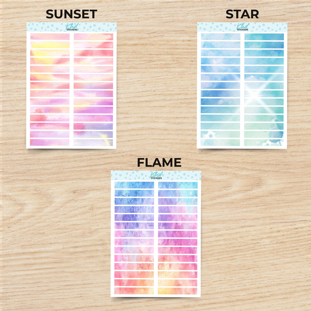 Watercolour Header Strips Planner Stickers, Watercolour Collection, Removable