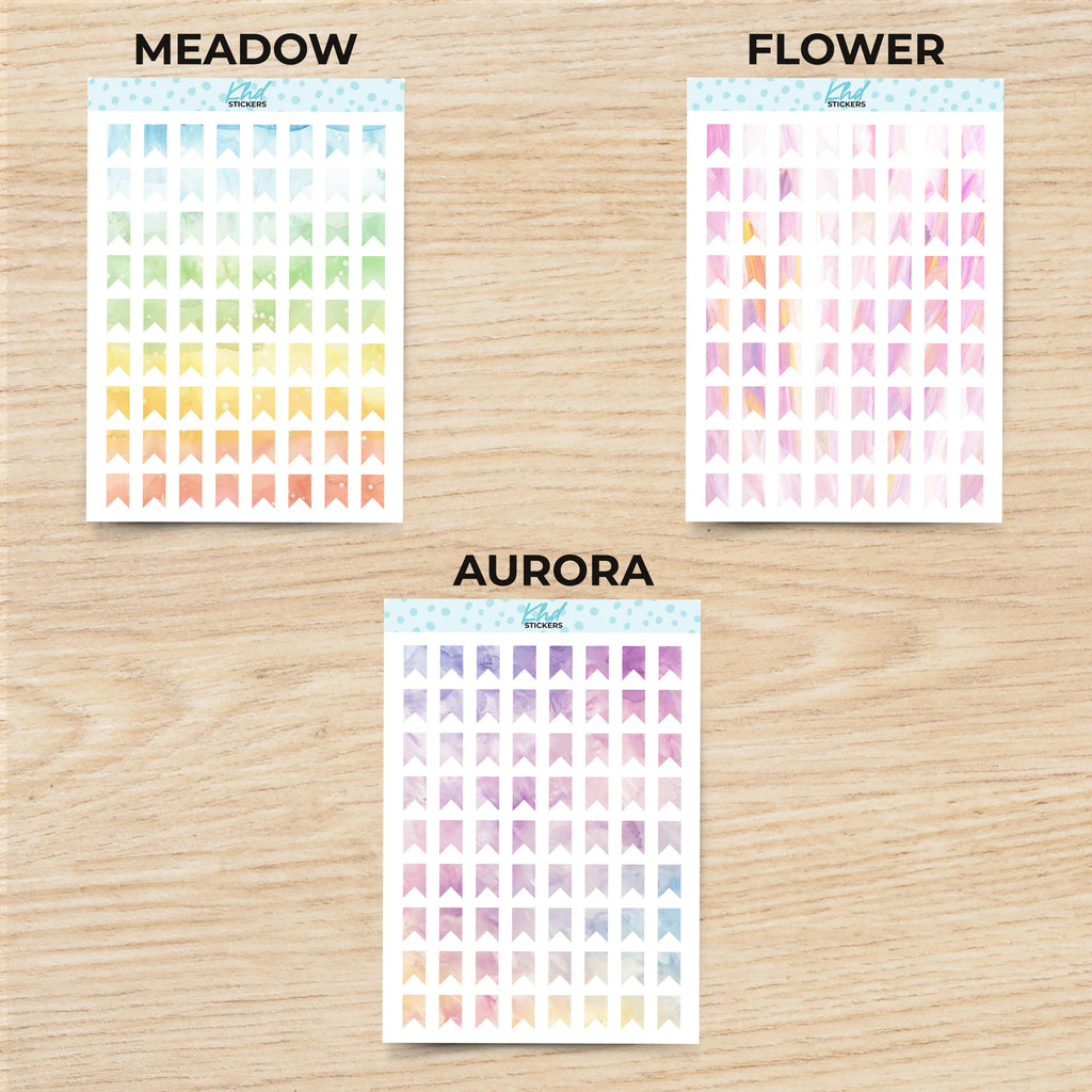 Watercolour Flags Planner Stickers, Watercolour Collection, Removable