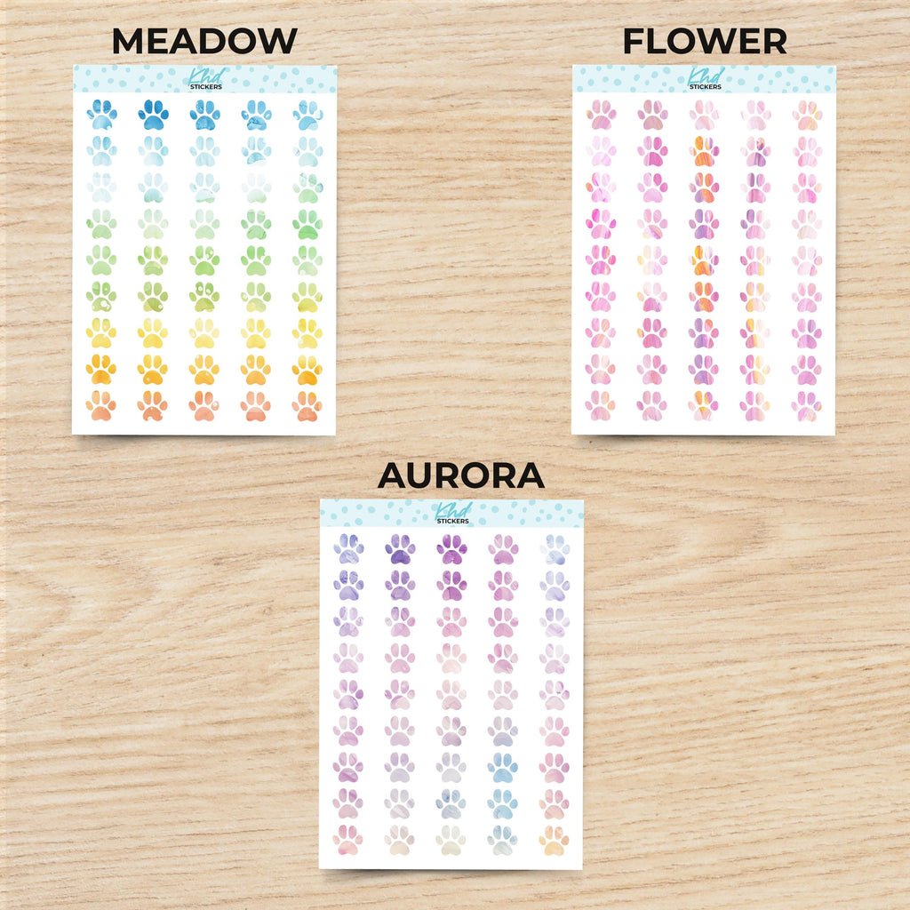 Watercolour Paw Prints Planner Stickers, Watercolour Collection, Removable