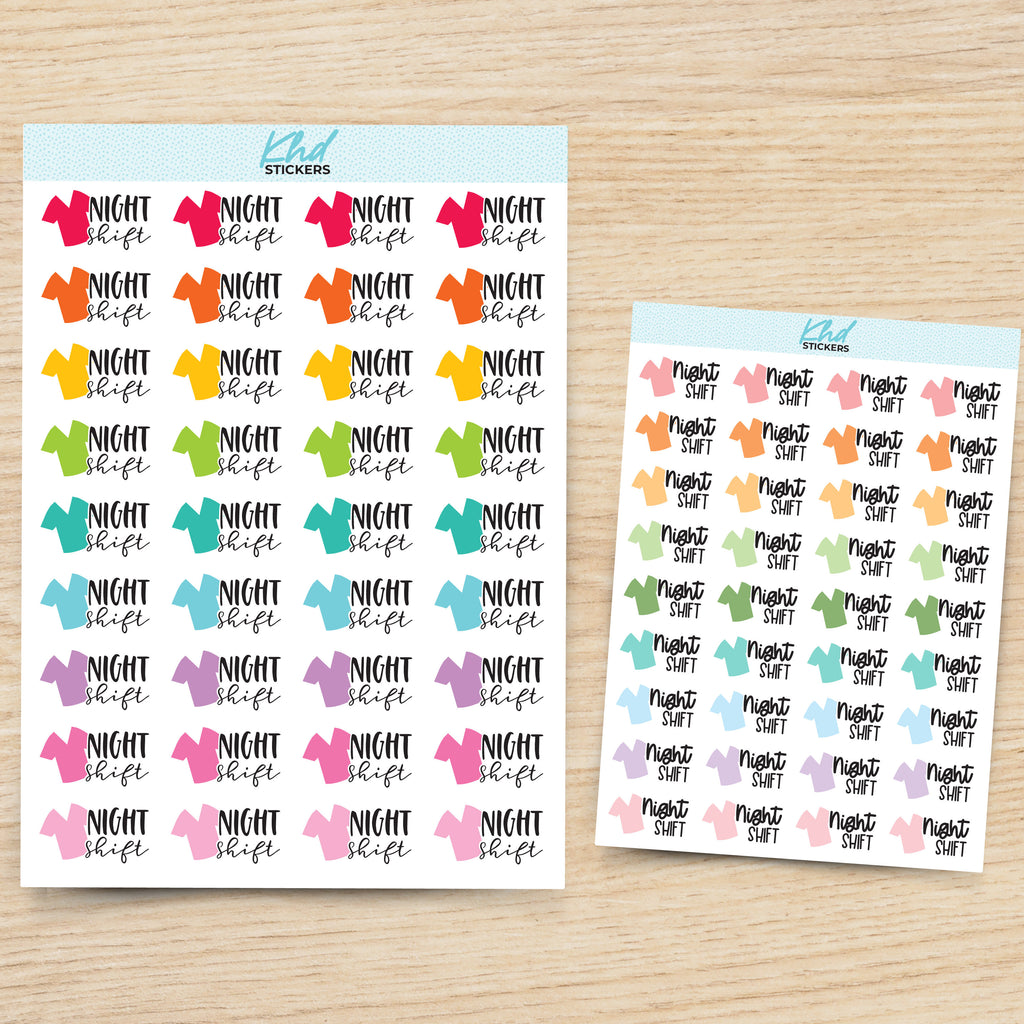 Night Shift - Medical and Nurse Scrubs Shift Planner Stickers