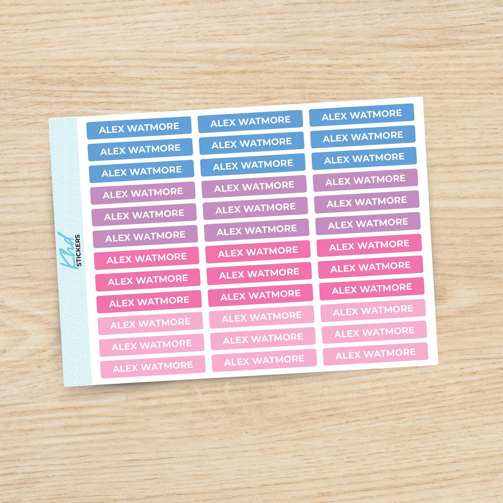 Name Labels, Personalised Stickers for Everyone, Assorted Colours and Designs in Store