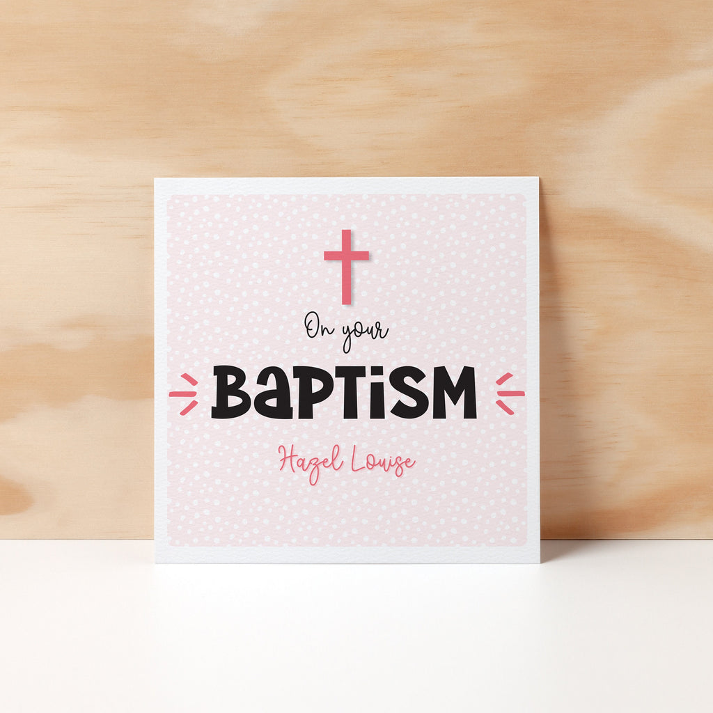 Personalised Baptism Greeting Card, Blue or Pink, Modern, Customised - Christening & Baptism - Greeting Cards