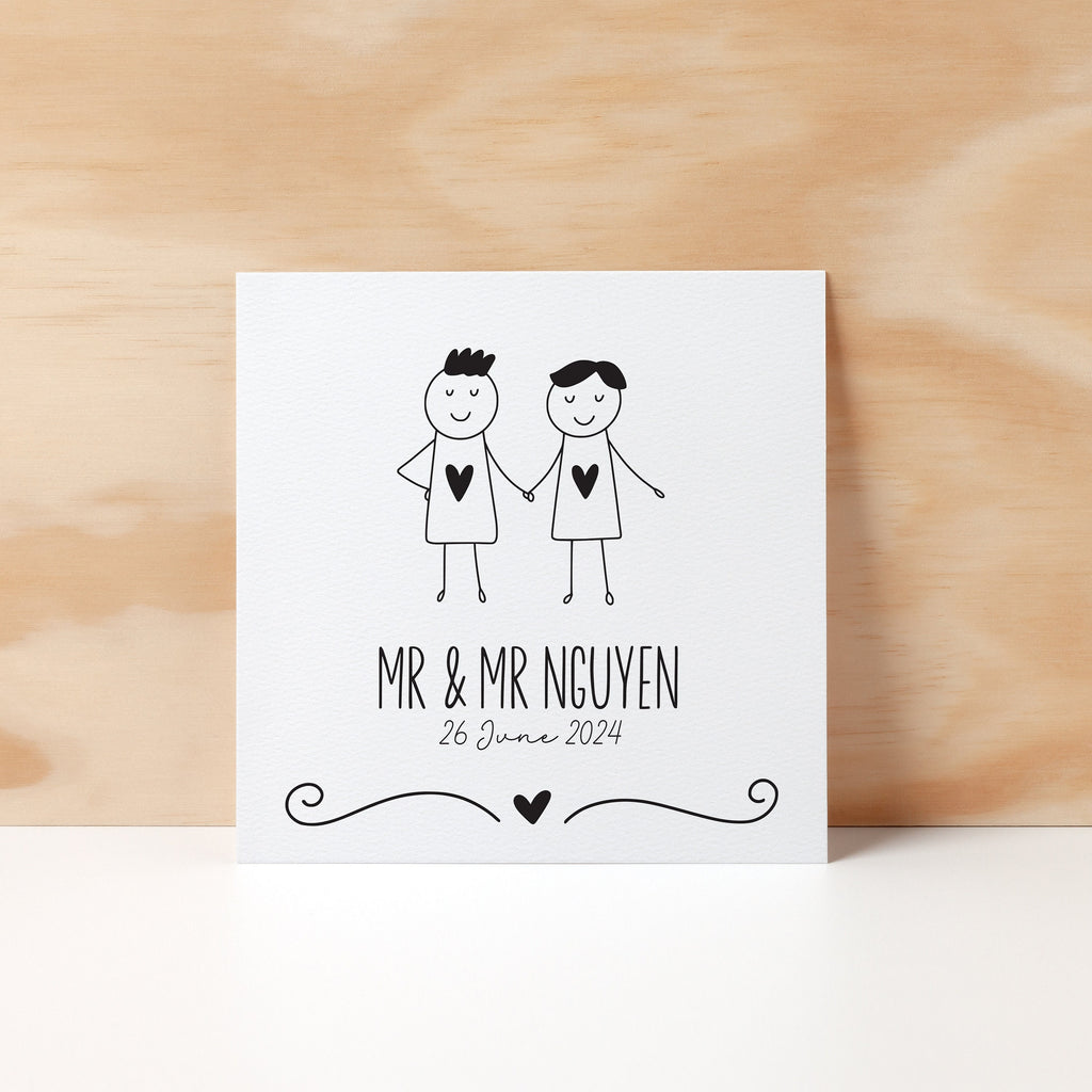 Personalised Wedding Greeting Card, Cute Black & White, Customised - Wedding Cards - Wedding Cards