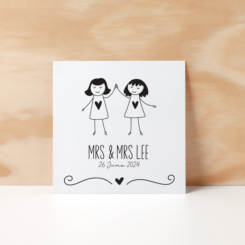 Personalised Wedding Greeting Card, Cute Black & White, Customised - Wedding Cards - Wedding Cards