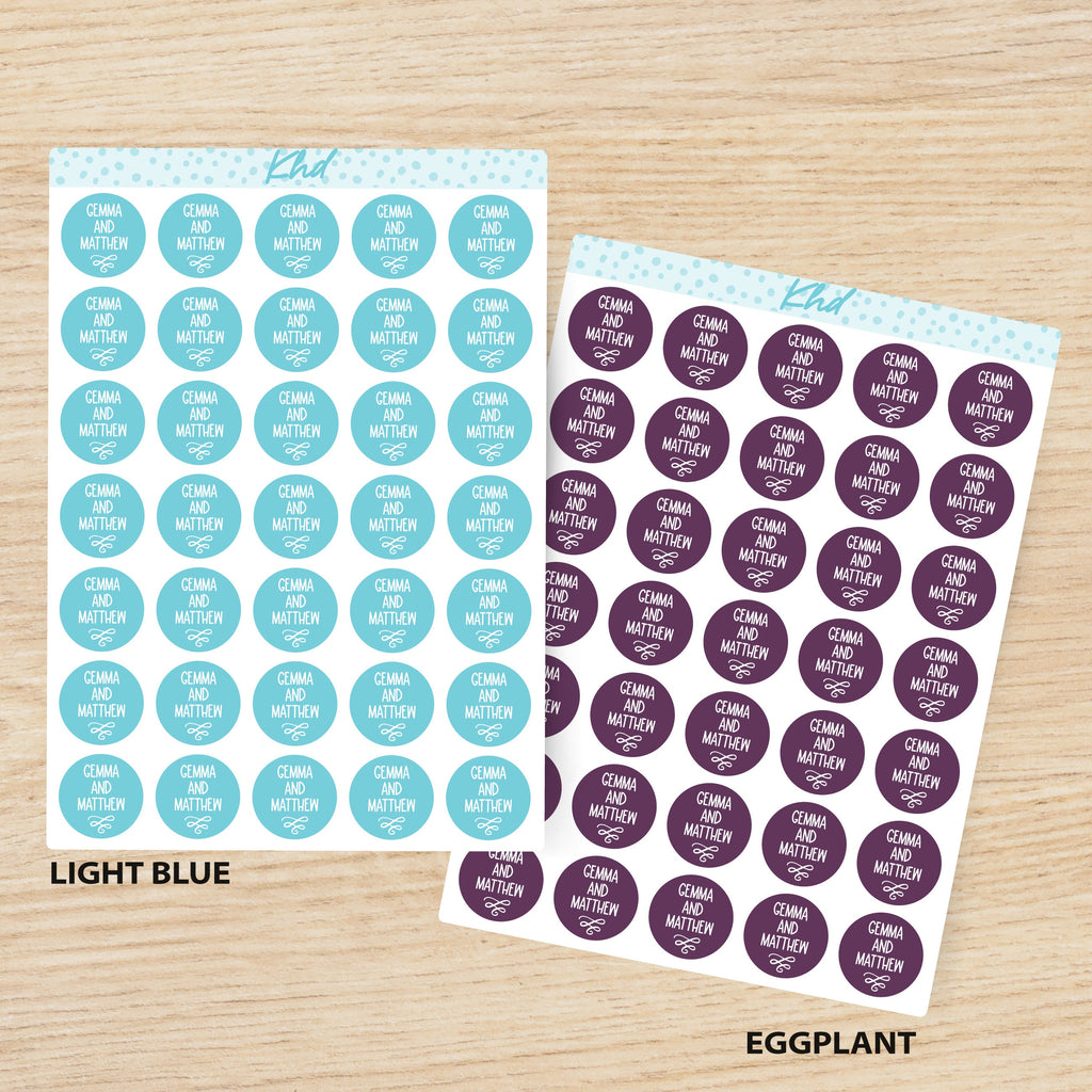 Personalised Wedding / Envelope Seals - 2.5cm - WEDDING STICKERS - Stickers, Labels & Tags