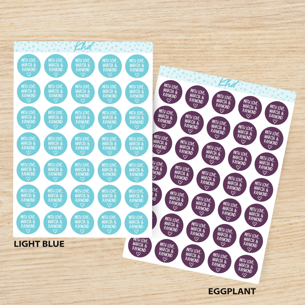 Personalised Wedding / Envelope Seals - 2.5cm - WEDDING STICKERS - Stickers, Labels & Tags