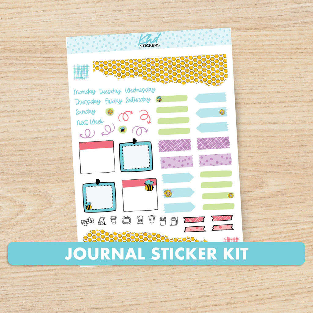 Busy Bee Journal Weekly Sticker Kit, to fit most planners, dot journals, and notebooks. Set 47007