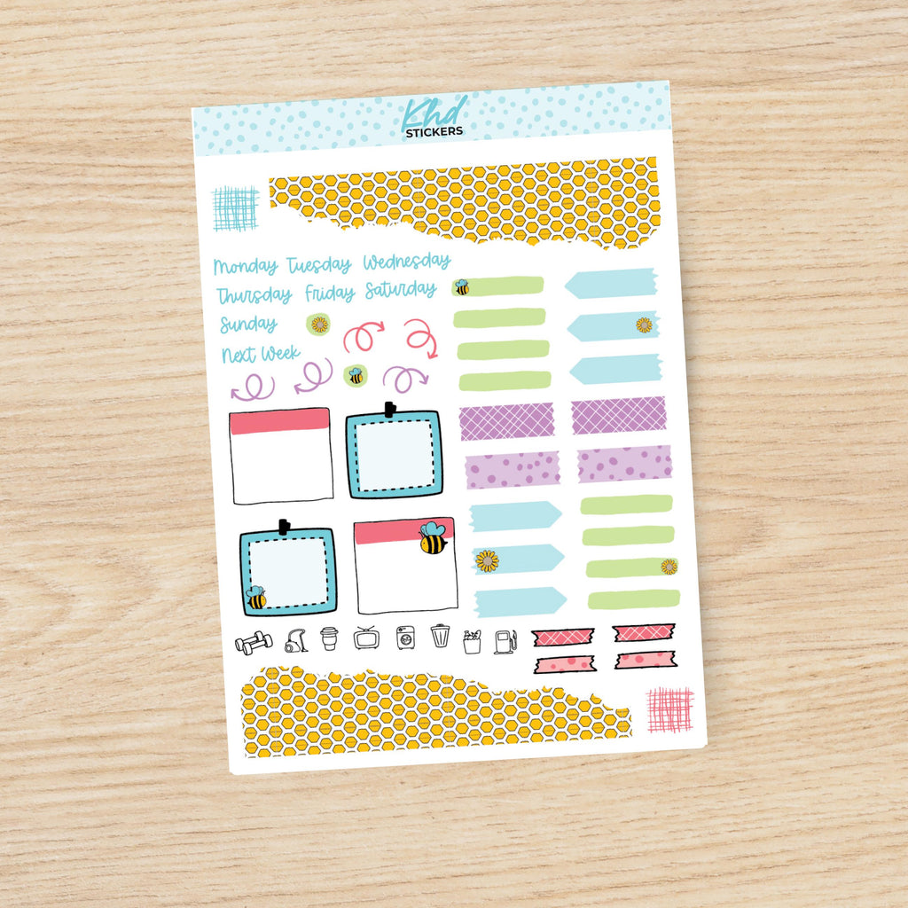 Busy Bee Journal Weekly Sticker Kit, to fit most planners, dot journals, and notebooks. Set 47007