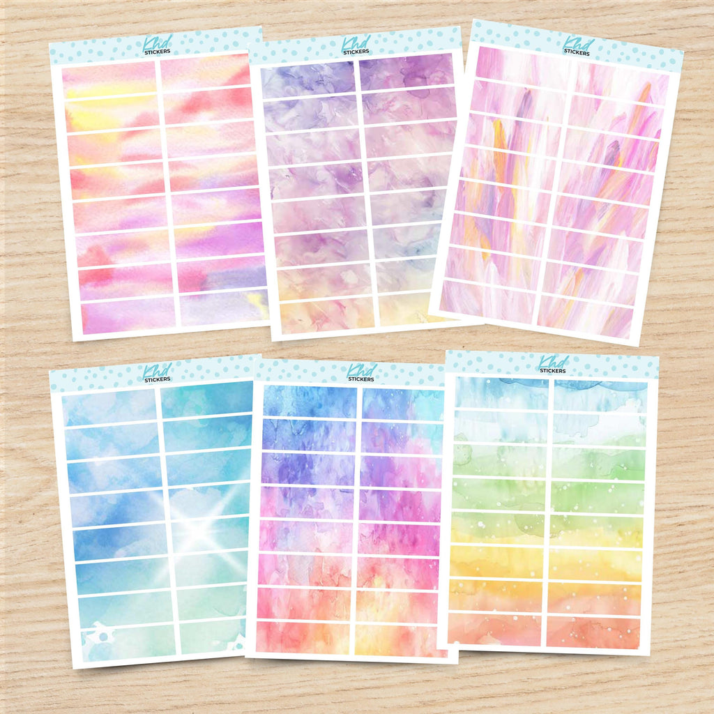 Watercolour Boxes Planner Stickers, Watercolour Collection, Removable