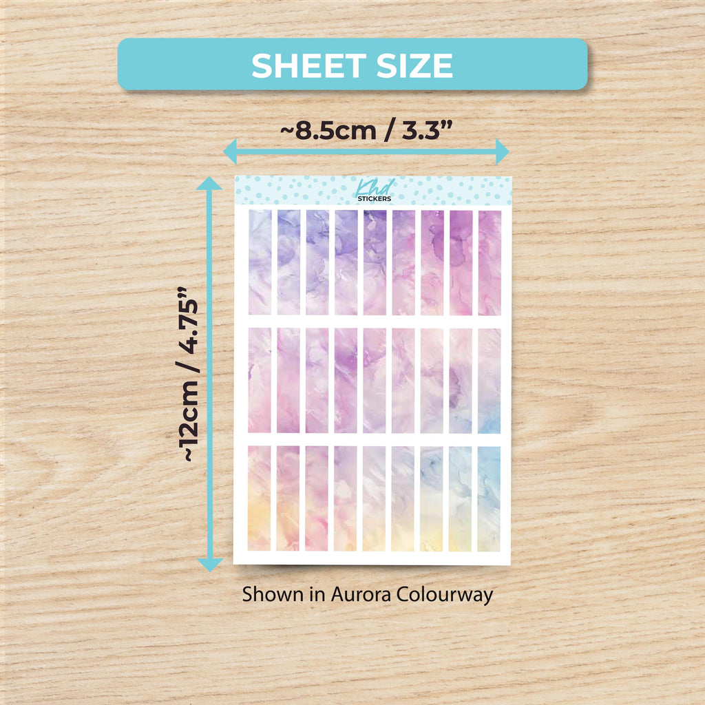 Watercolour Small Header Strips / Boxes Planner Stickers, Watercolour Collection, Removable