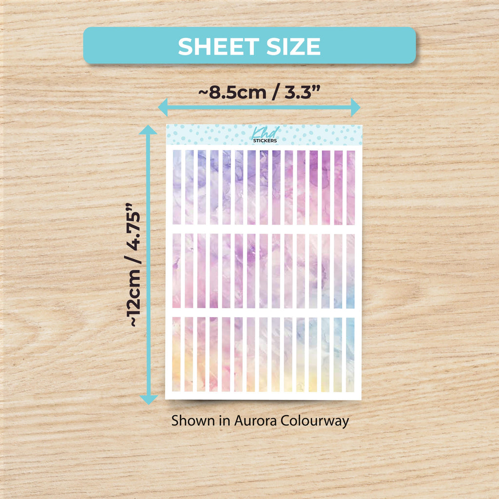 Watercolour Small Header Strips / Boxes Planner Stickers, Watercolour Collection, Removable