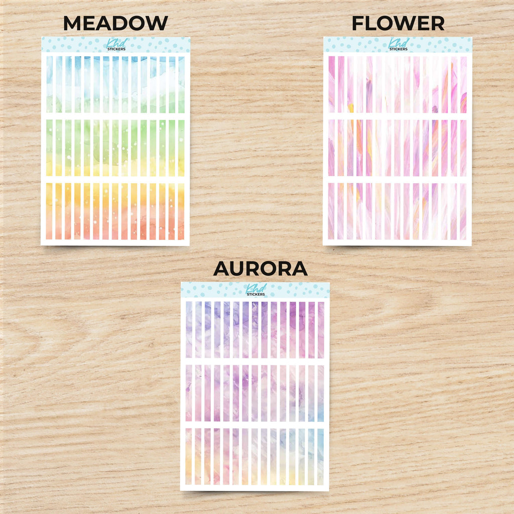 Watercolour Small Header Strips / Boxes Planner Stickers, Watercolour Collection, Removable