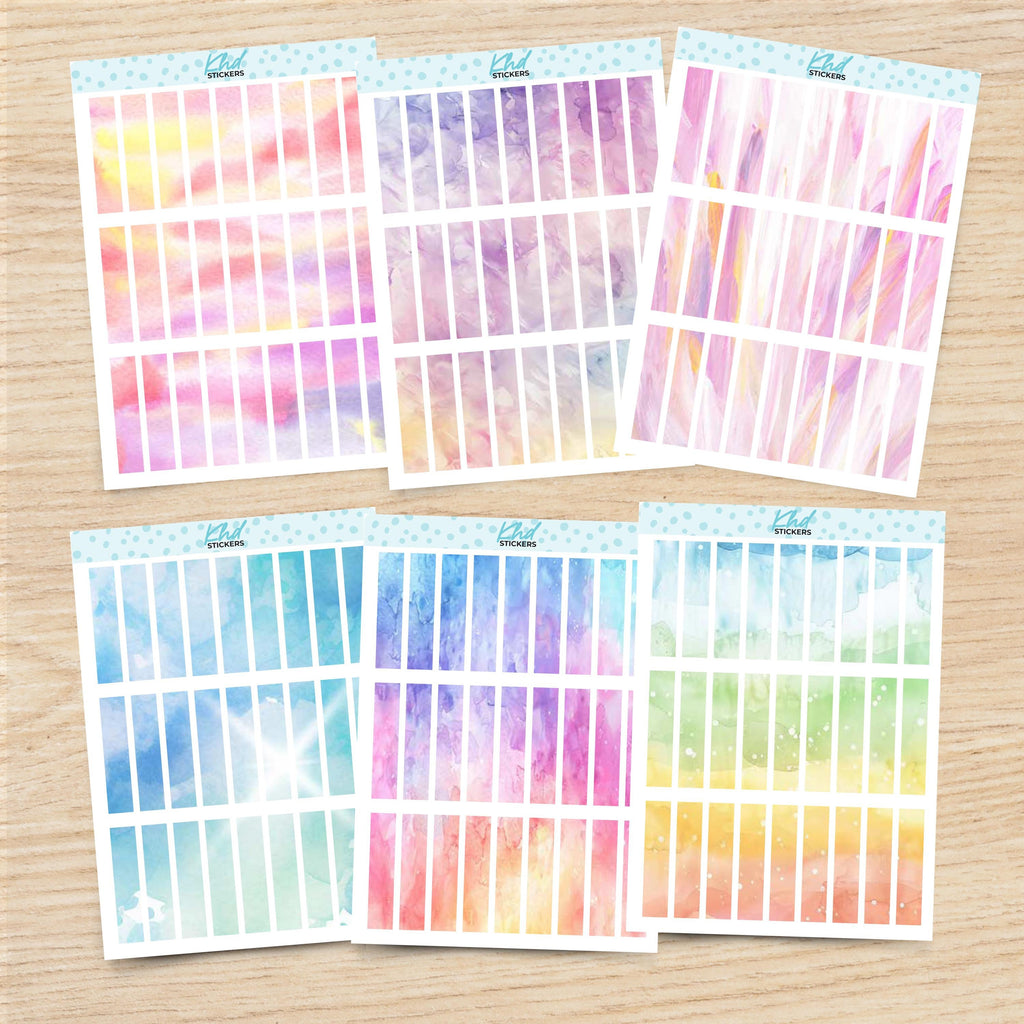 Watercolour Small Header Strips / Boxes Planner Stickers, Watercolour Collection, Removable