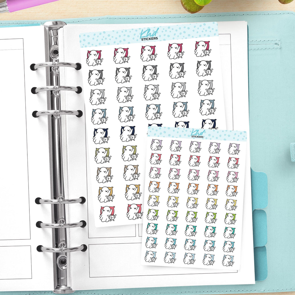 Ghost Sleep and Alarm Planner Stickers, Two sizes, Over 30 colours, Removable