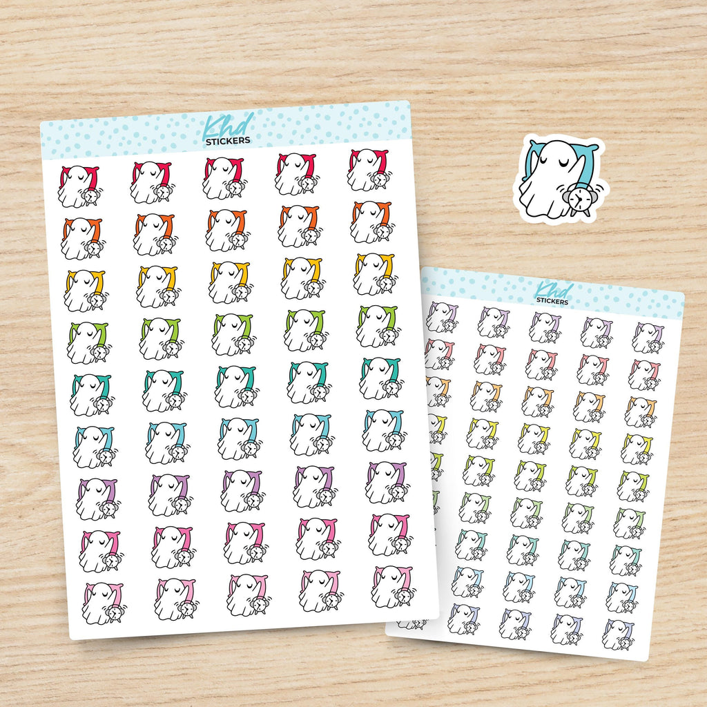 Ghost Sleep and Alarm Planner Stickers, Two sizes, Over 30 colours, Removable