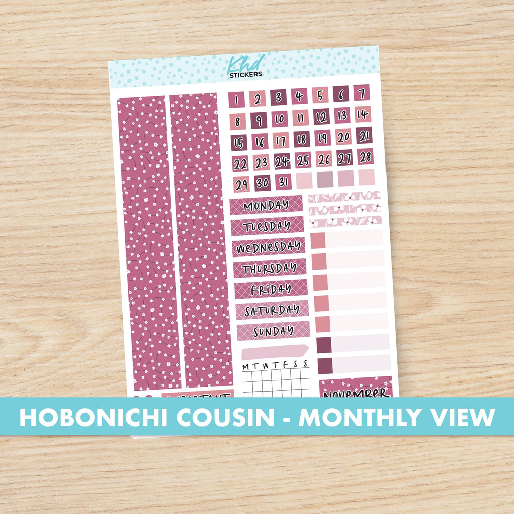 the hobonich cousin - month view sticker is shown on a