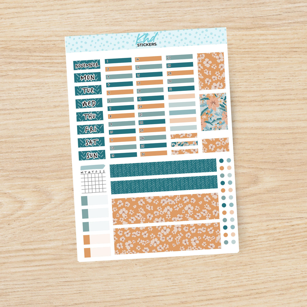 Wild Floral Hobonichi Weeks Monthly View Planner Sticker Kit