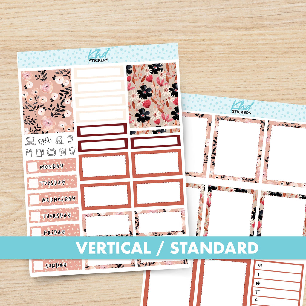 Vertical Floral Planner Sticker Set