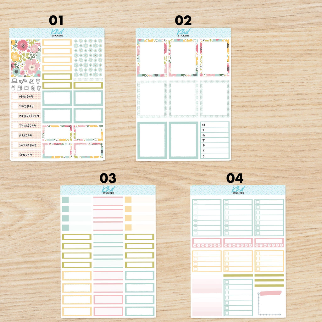 Vertical Pretty Floral Planner Sticker Set