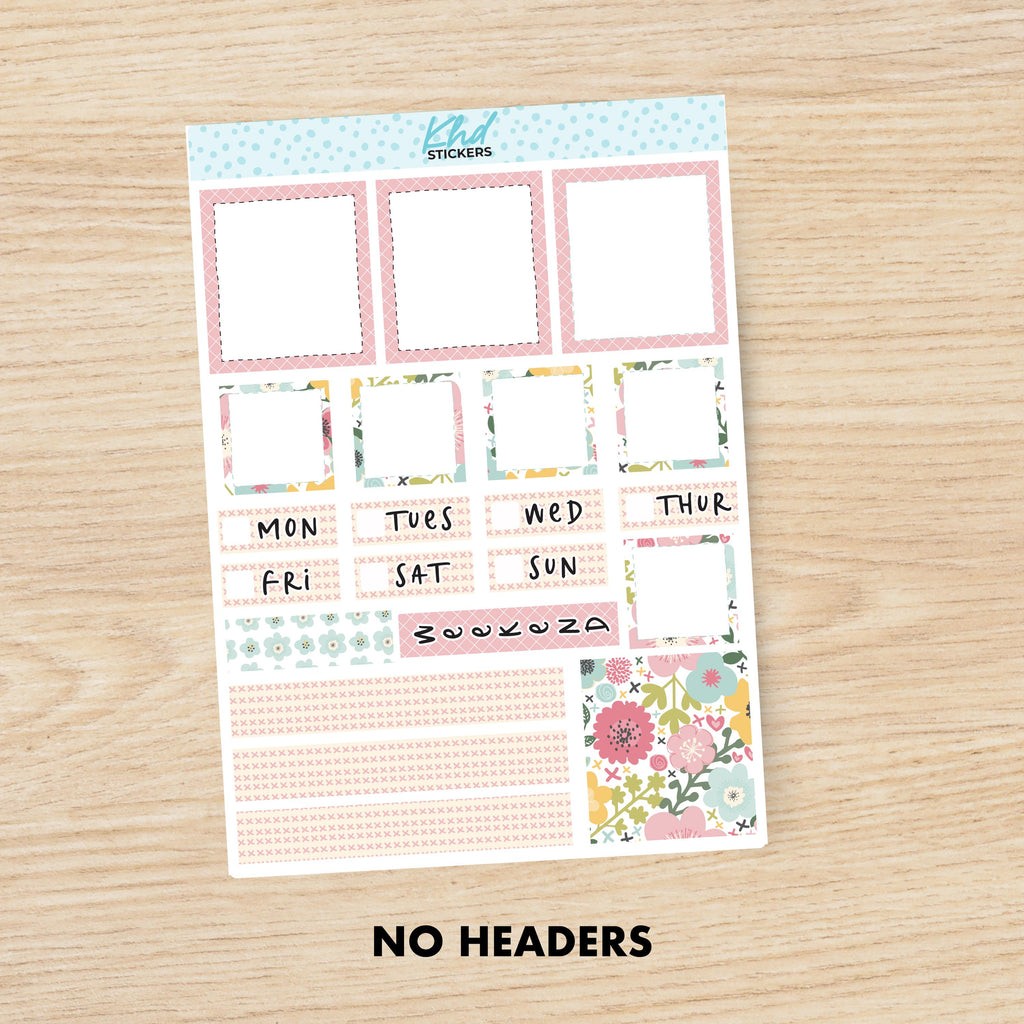 Pretty Floral Lime Weekly Planner Sticker Kit