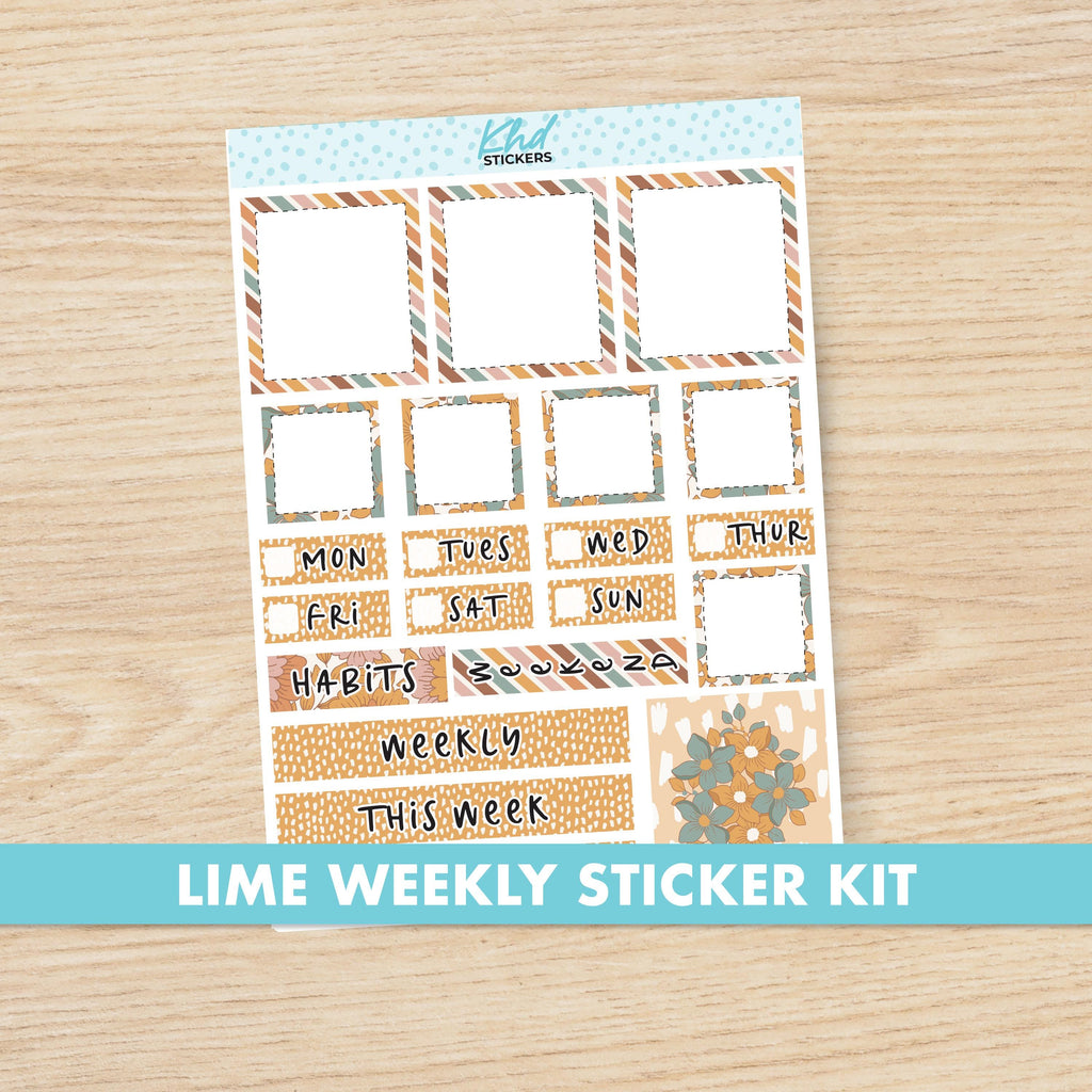 Lime Weekly Vintage Planner Sticker Kit