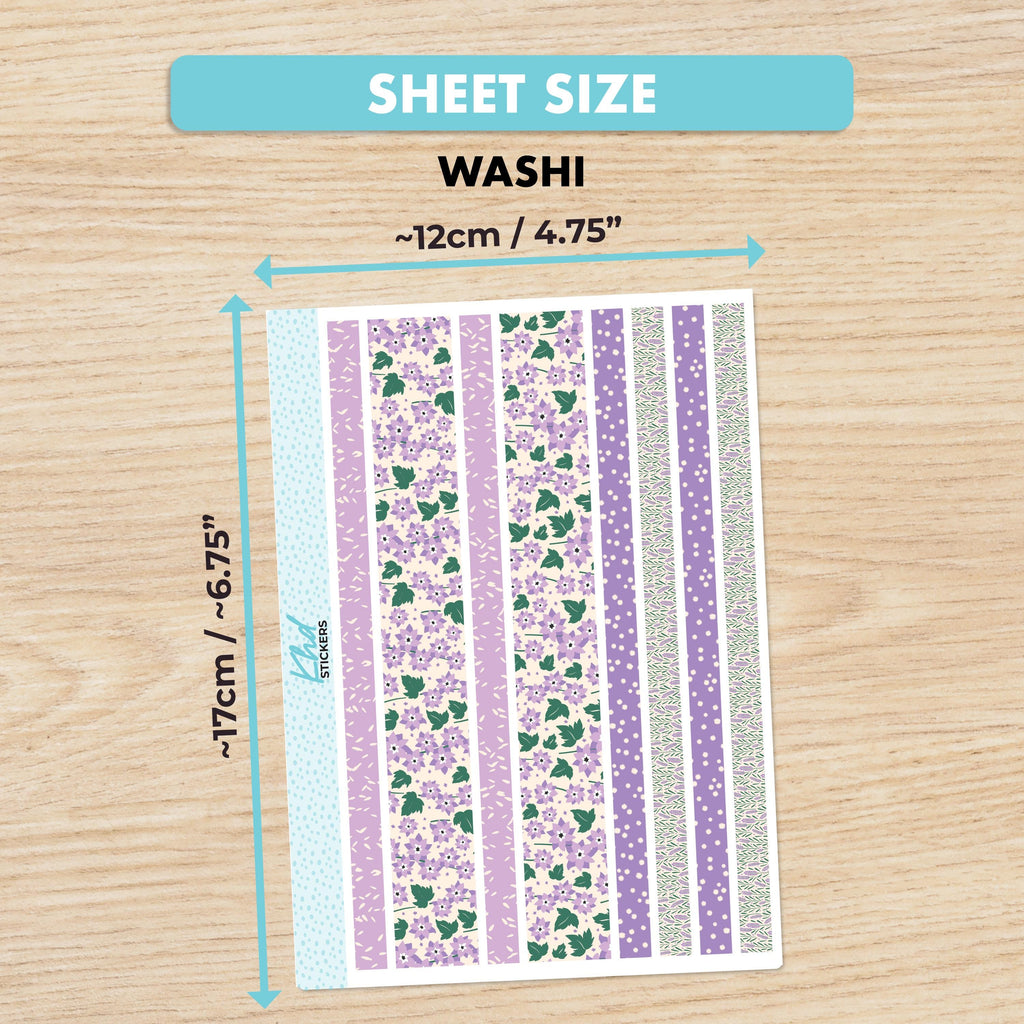 Pretty Purple Floral Decorative Washi Strip Stickers