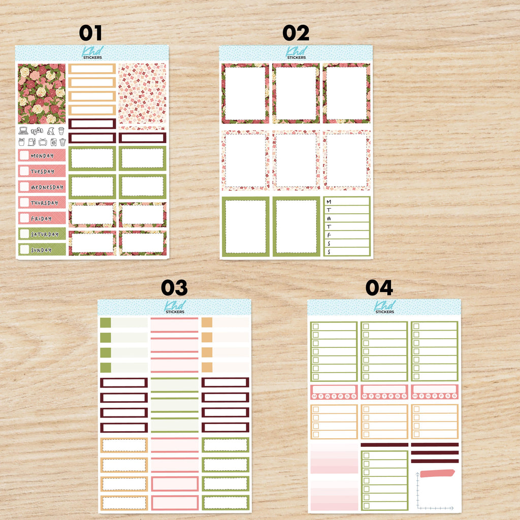 Country Meadow Vertical Floral Planner Sticker Set