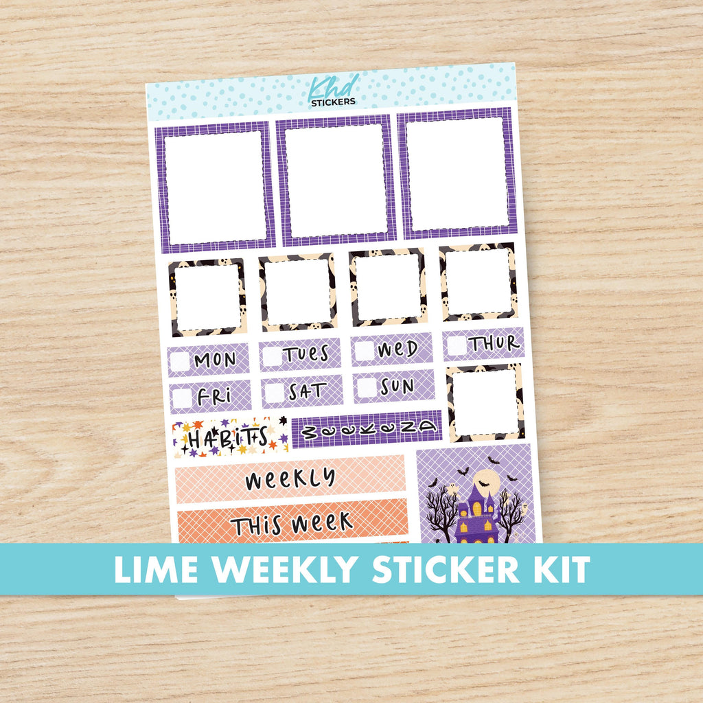 Halloween stickers Lime Weekly Planner Sticker Kit