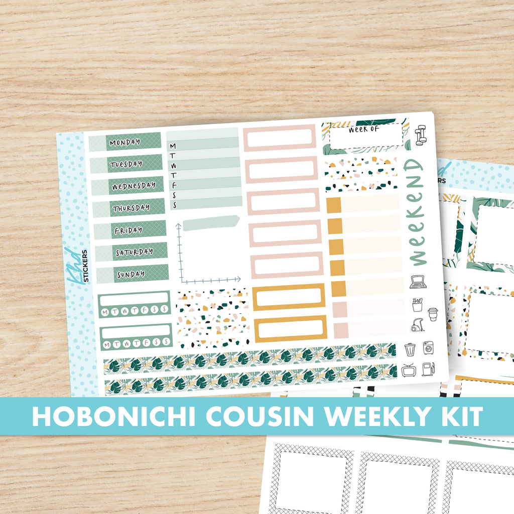 Tropical Sticker kit to fit Hobonichi Cousin (A5) planner, Set 47019