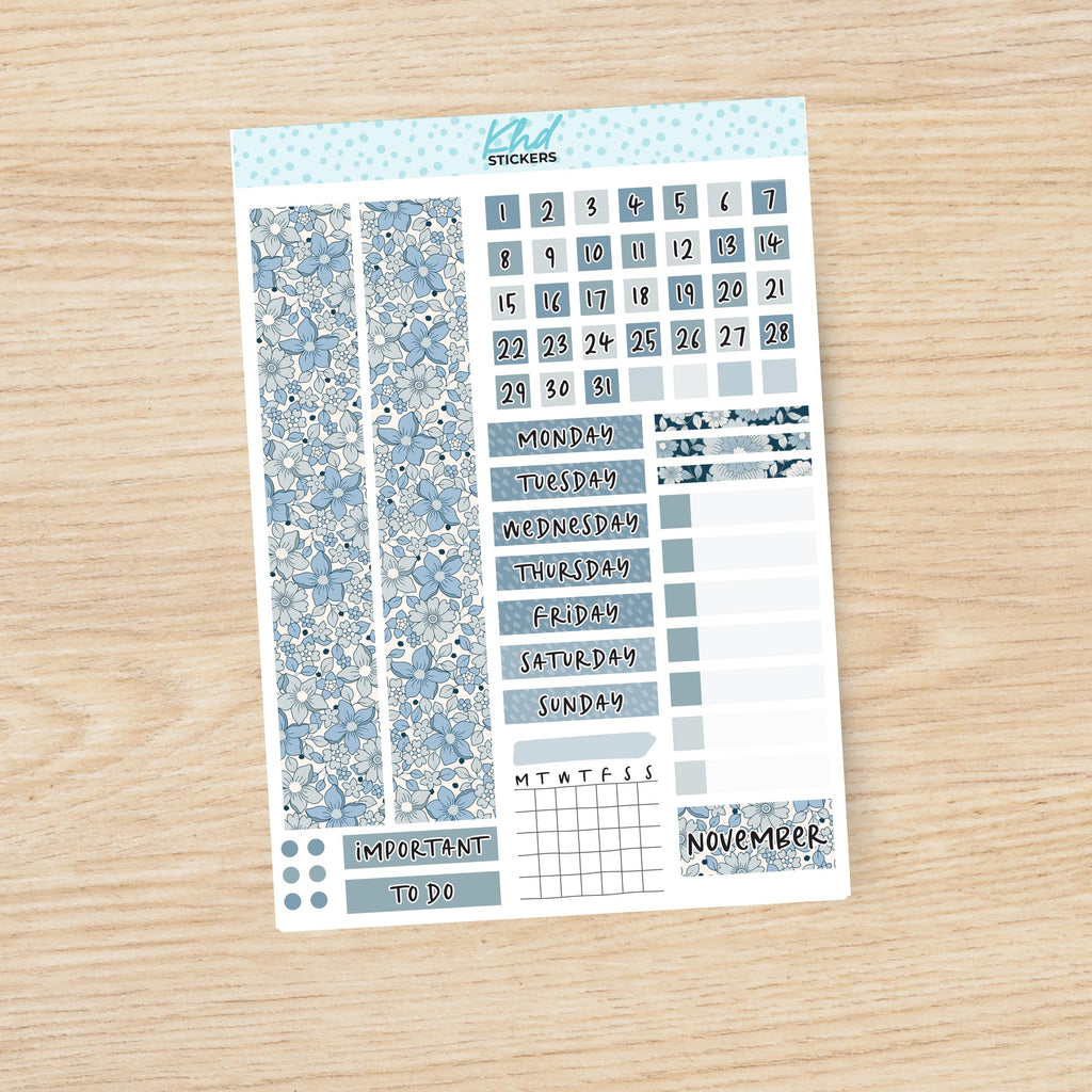 Boho Flower Hobonichi Cousin (A5) Monthly View Planner Sticker Kit, Choice of Month, Set 47022