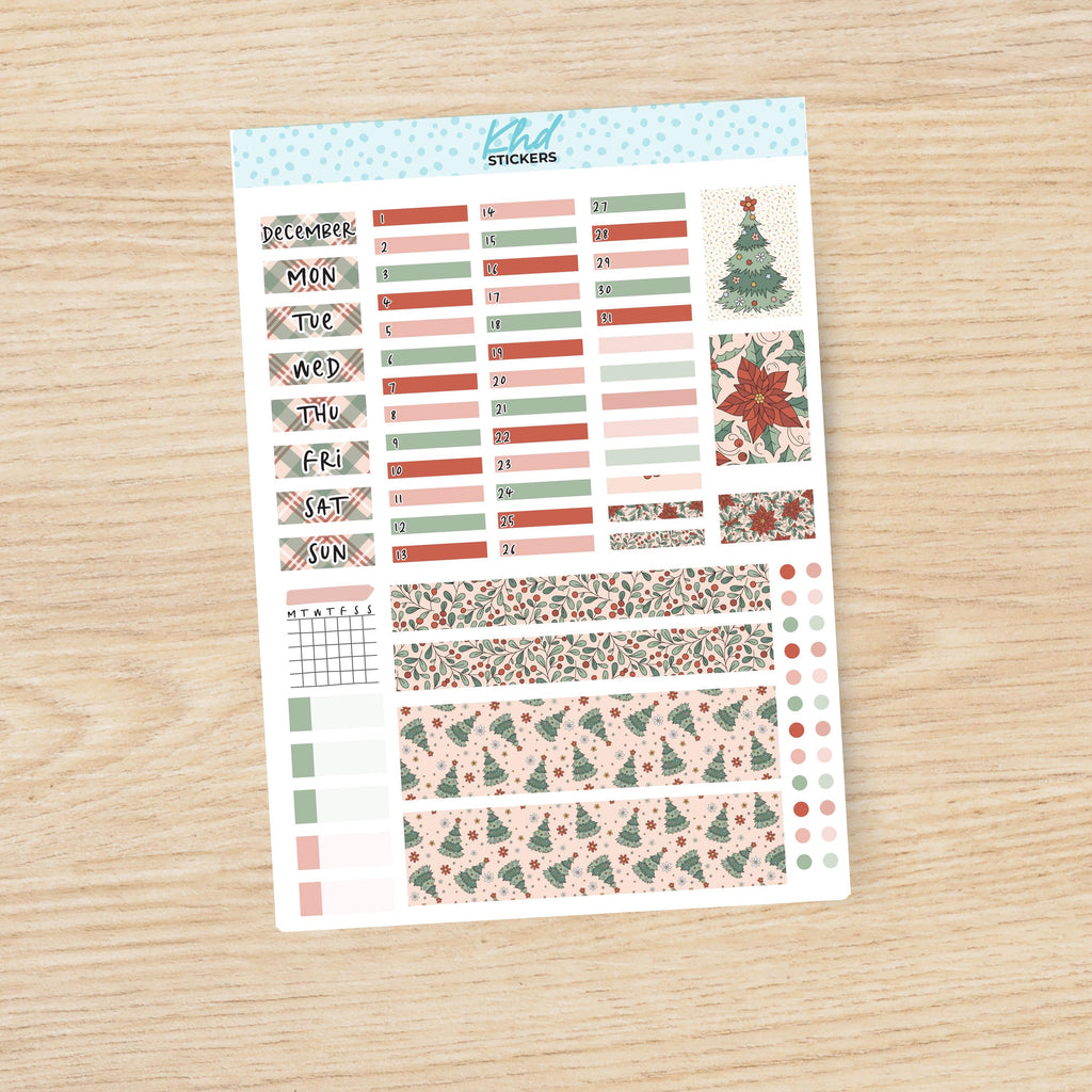 Christmas Love Hobonichi Weeks Monthly View Planner Sticker Kit, Choice of Monthly, Set 47025