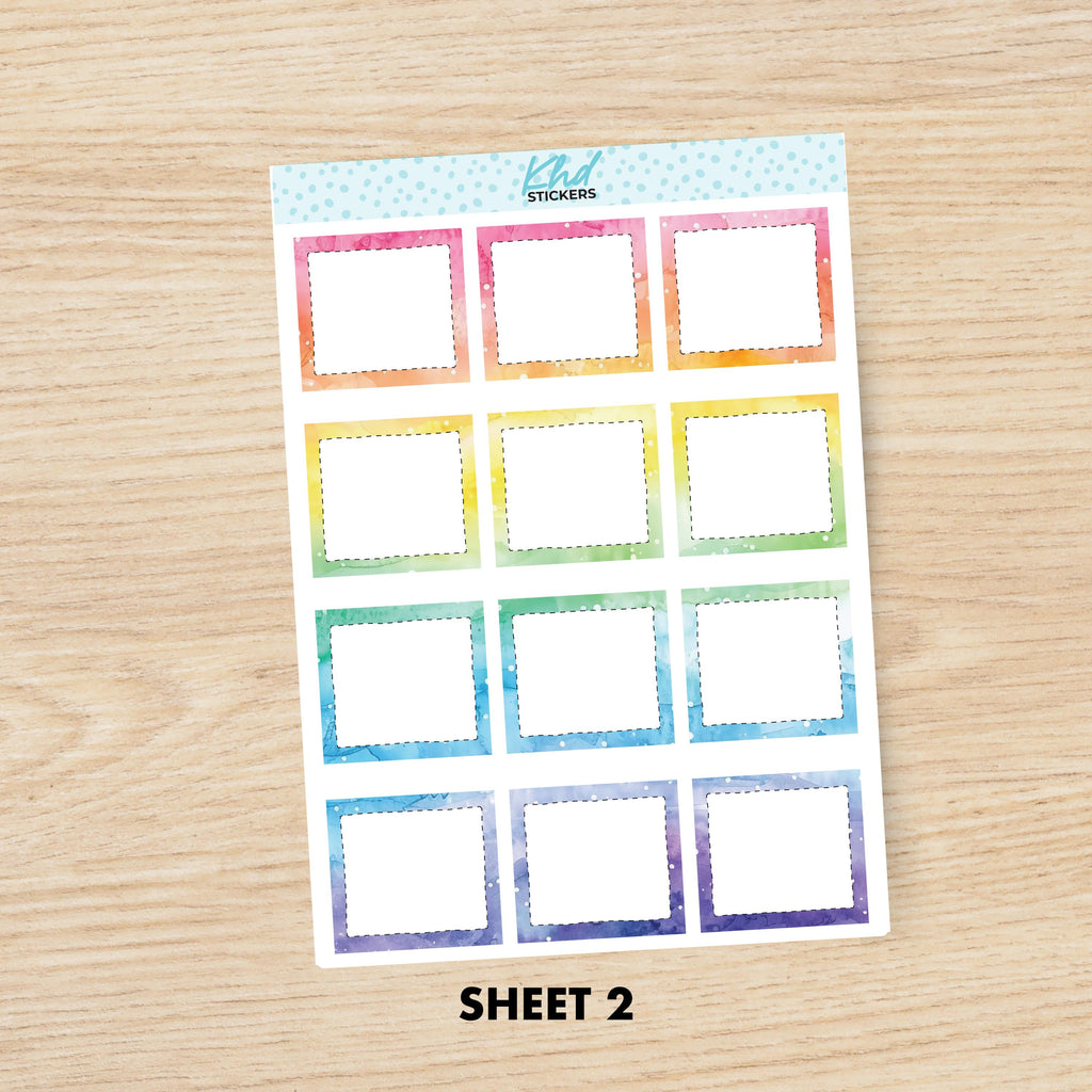 Rainbow Watercolour Sticker kit to fit Hobonichi Cousin (A5) planner, Set 47023