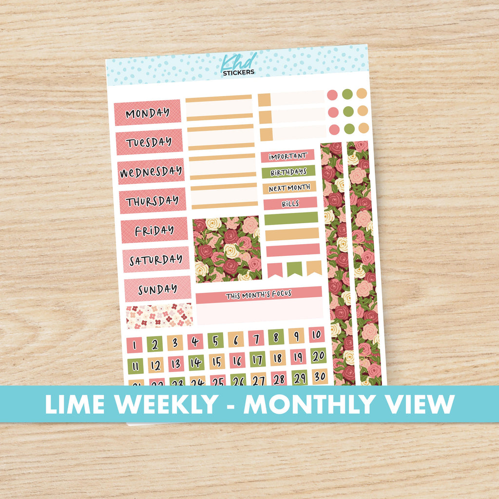 a planner sticker with a floral pattern on it