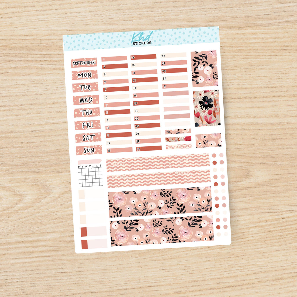 Pretty Floral Hobonichi Weeks Monthly View Planner Sticker Kit, Choice of Monthly, Set 47001