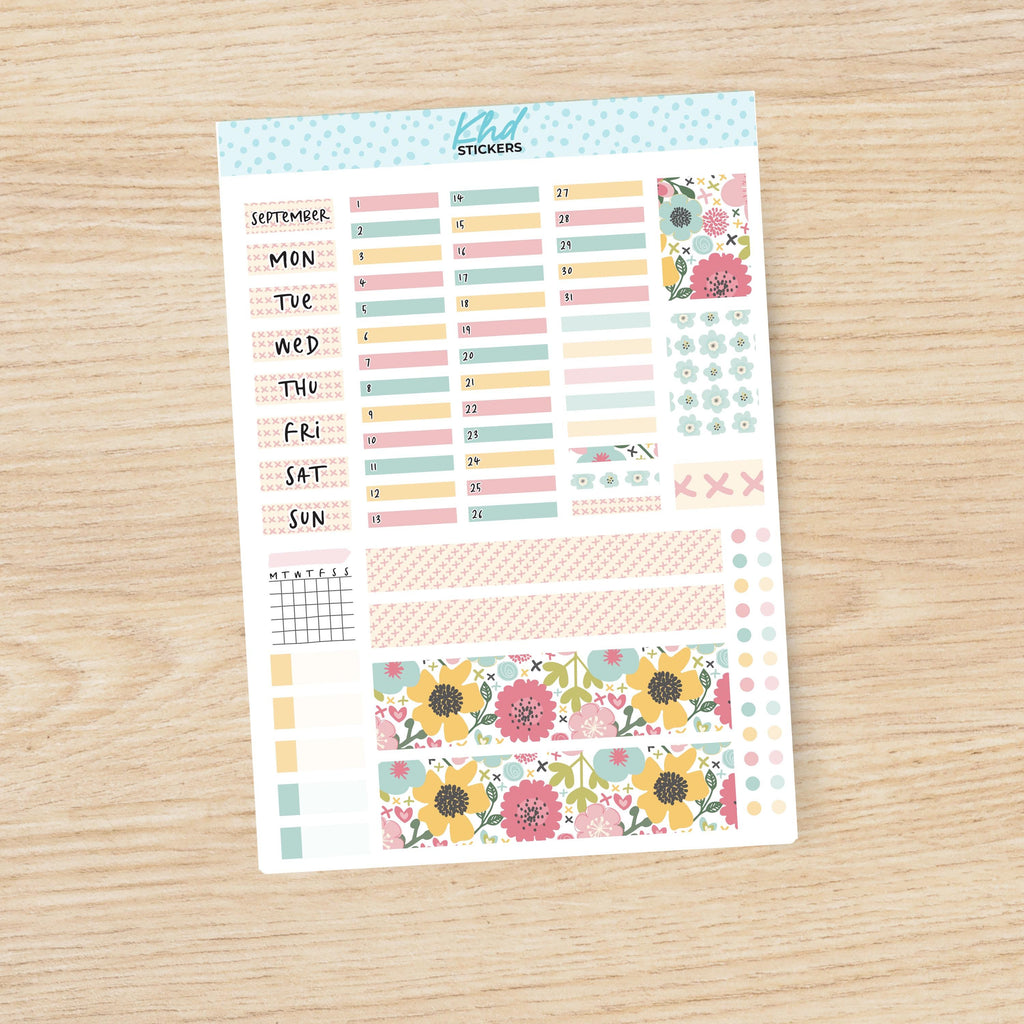 Pretty Pastel Floral Hobonichi Weeks Monthly View Planner Sticker Kit