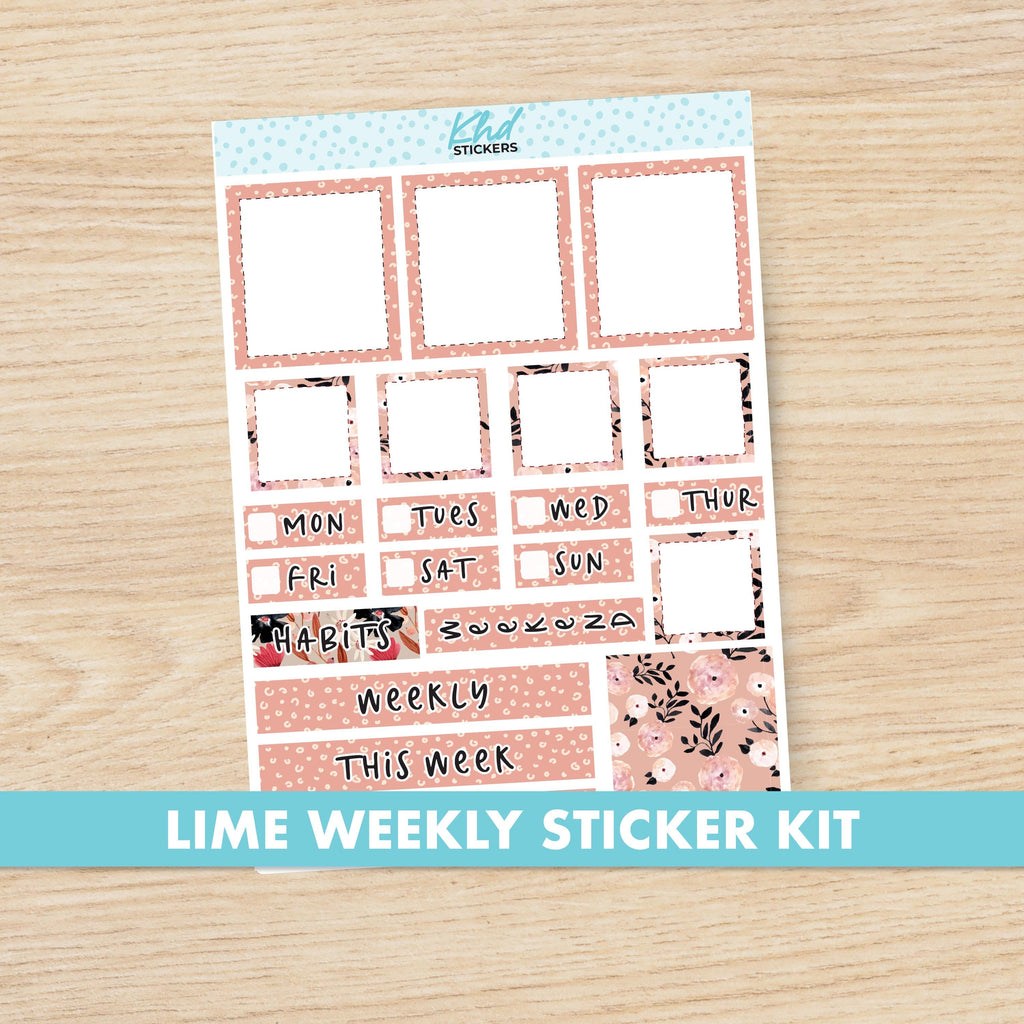 Floral Lime Weekly Planner Sticker Kit