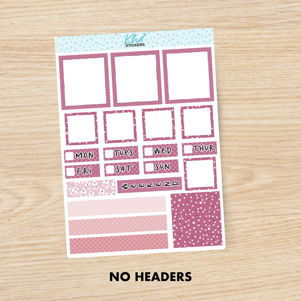 Pink Floral Lime Weekly Planner Sticker Kit