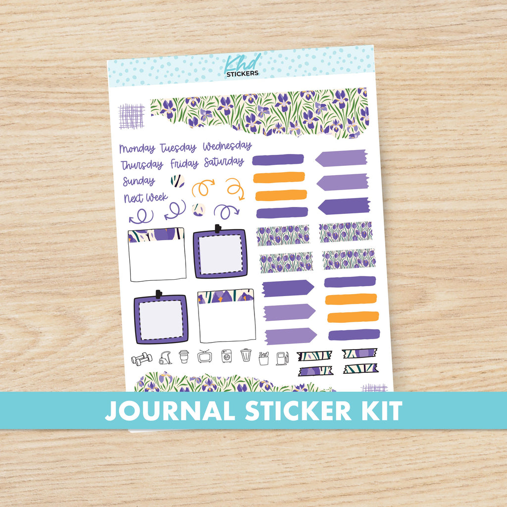 Purple Floral Journal Weekly Sticker Kit