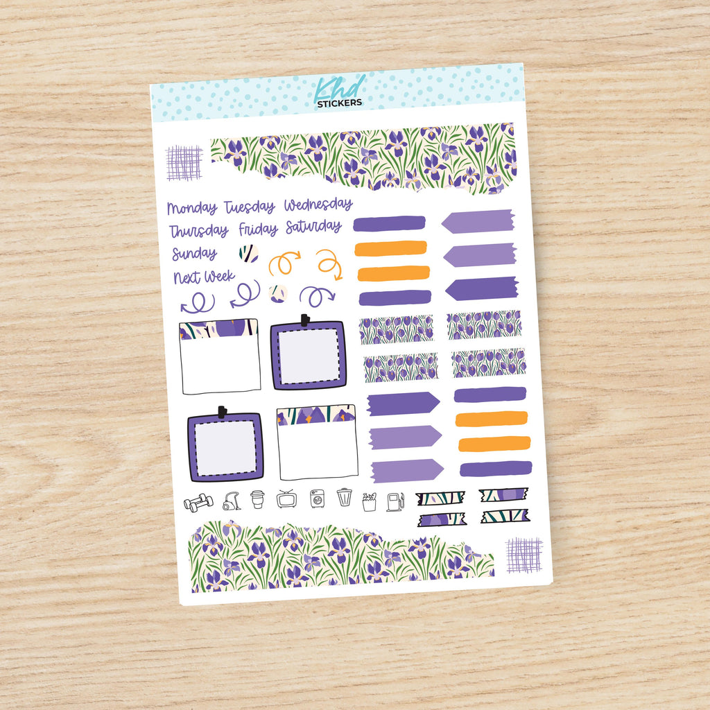 Purple Floral Journal Weekly Sticker Kit