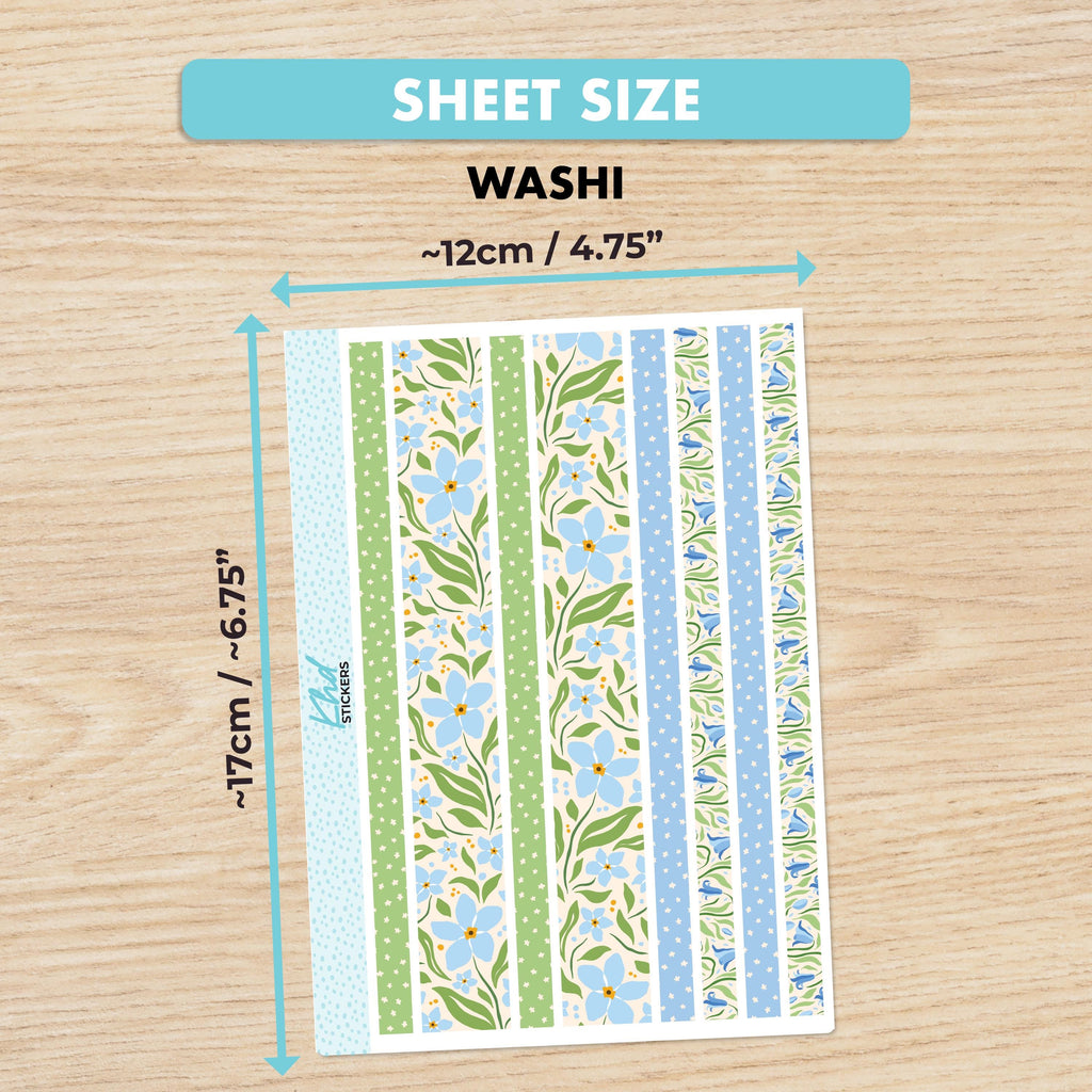 Blue & Green Vertical Floral Planner Sticker Set