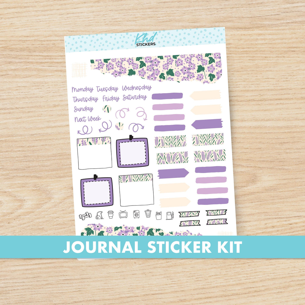 Pretty Purple Flowers Journal Weekly Sticker Kit