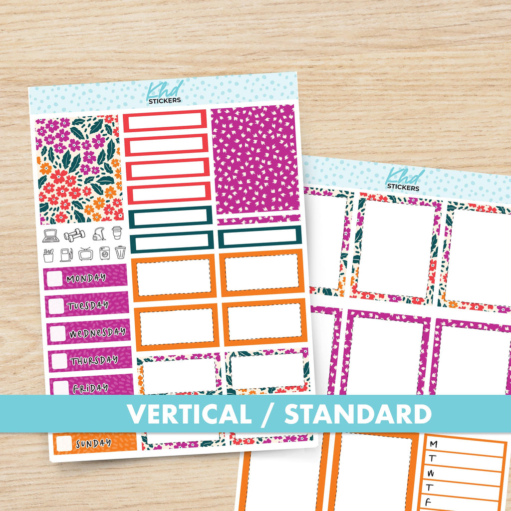 Intense Blooms Floral Vertical Planner Sticker Set, Set 47015