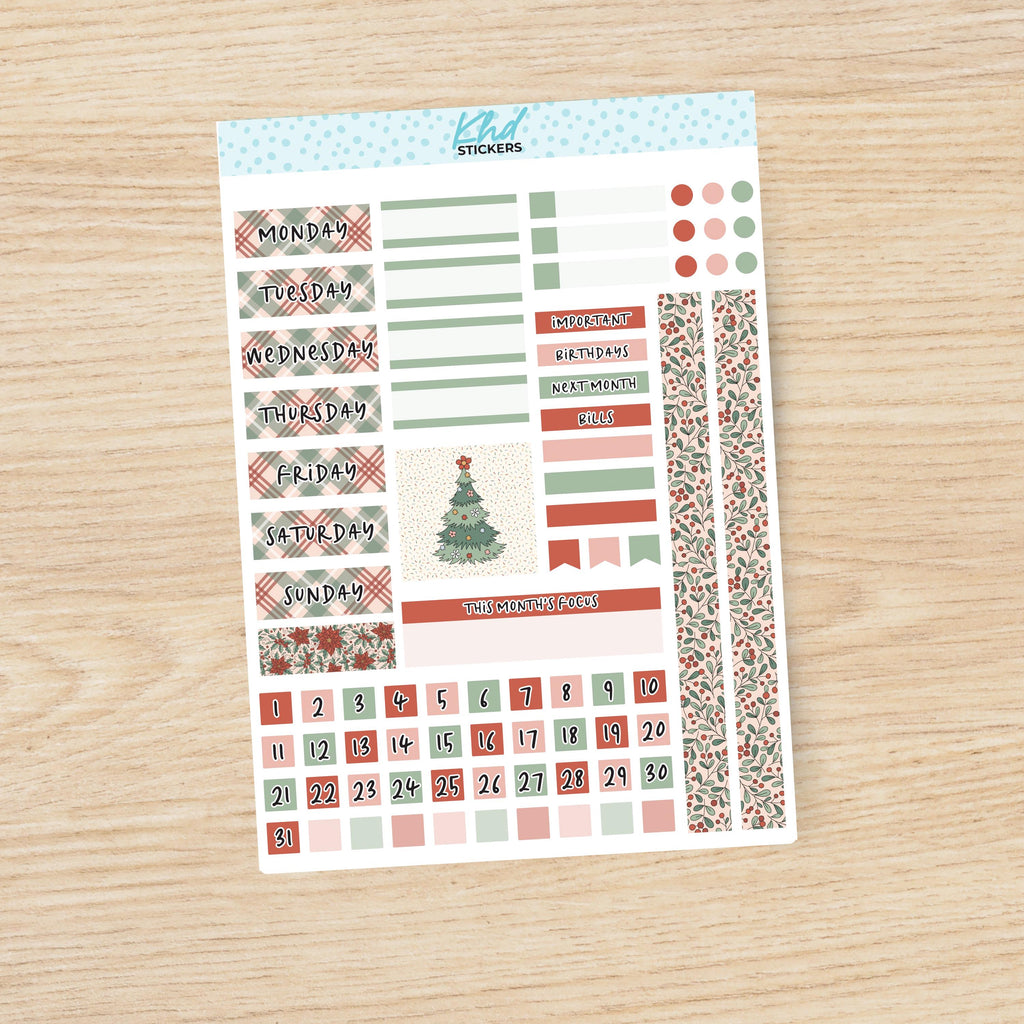 Christmas Love Lime Weekly Monthly View Planner Sticker Kit, Set 47025