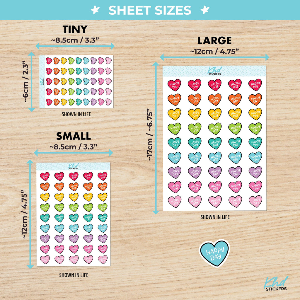 Happy Day Heart Planner Stickers