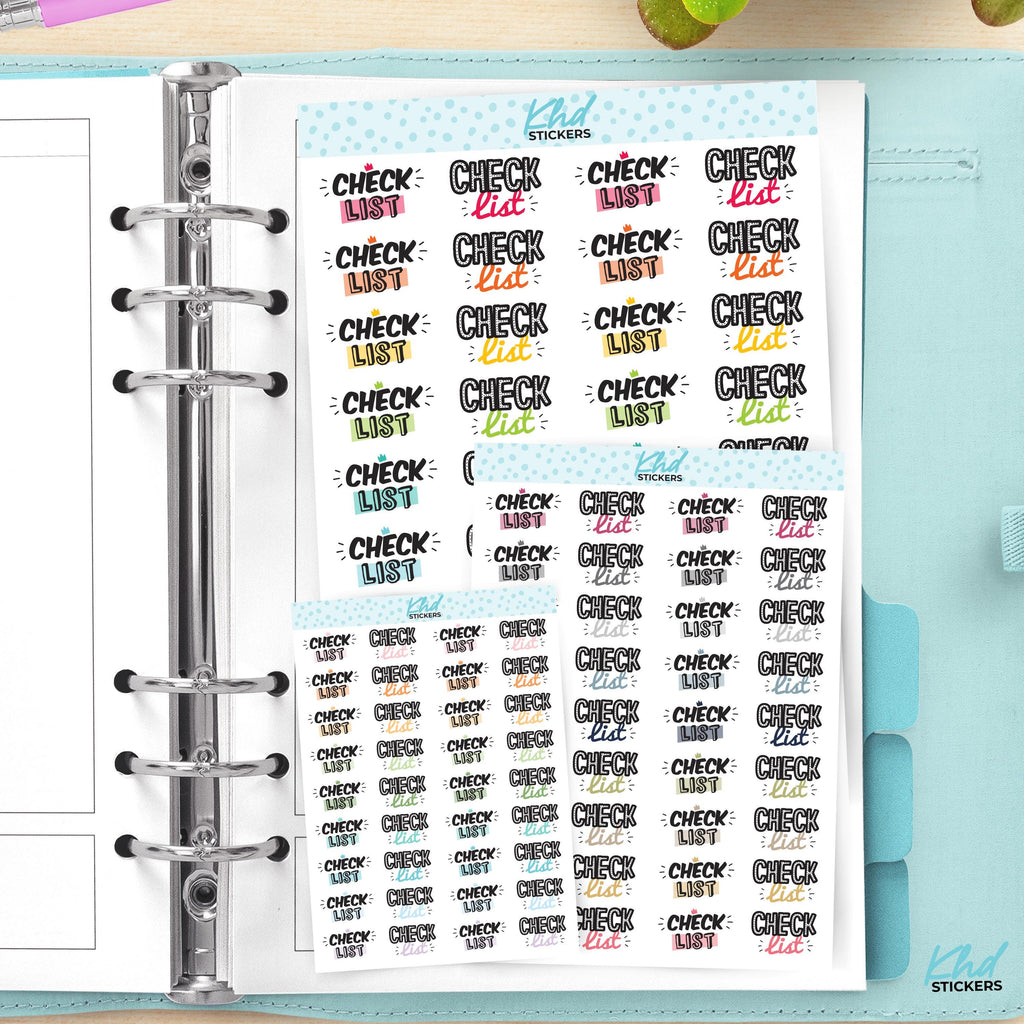 Checklist planner stickers