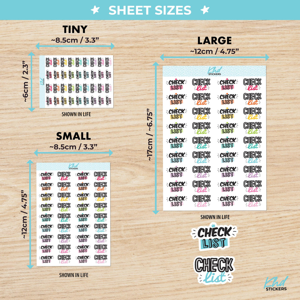 Checklist planner stickers